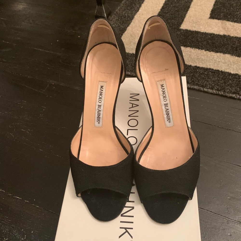 Blahnik black canvas d’orsay. Size:37